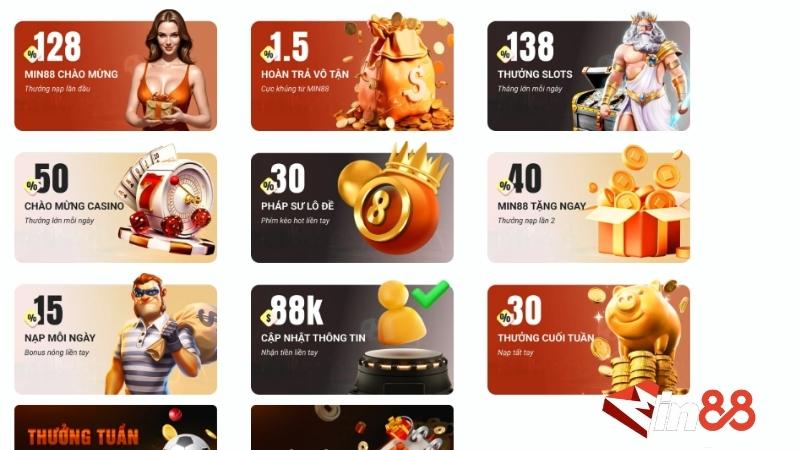 Cập nhật những khuyến mãi Min88 đang diễn ra tại nhà cái năm 2025